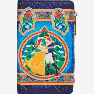 Loungefly Disney Beauty and the Beast Stained Glass Roses Wallet